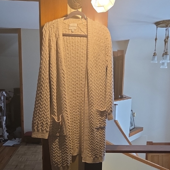 Pink Rose Sweaters - Pink Rose Textured Cream Cardigan